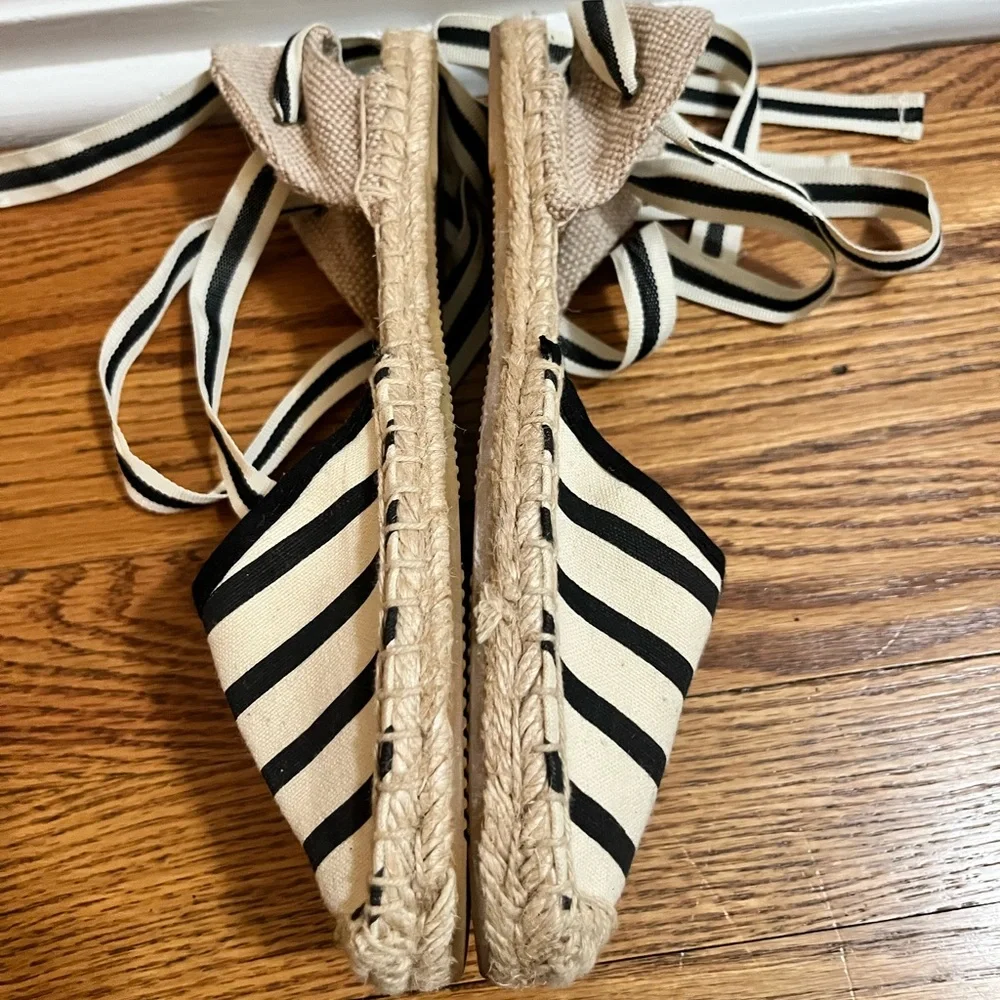Soludos Women's Black and Cream Striped Espadrilles